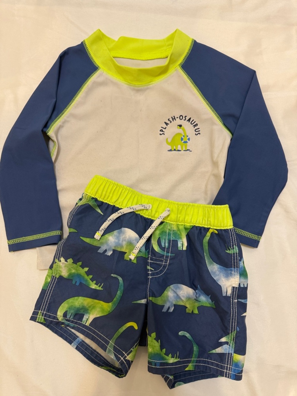 GAP Navy Blue & Neon Green Dino Swim Set